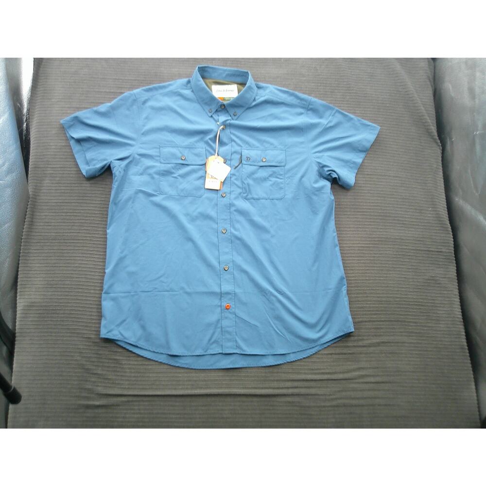 Duck Camp Shirt Mens 2XL Channel Blue Lightweight Hunting‎ Short Sleeve Outdoor